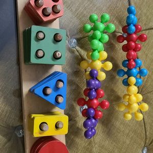 Shapes Wooden Toy And Plastic Spin Blocks