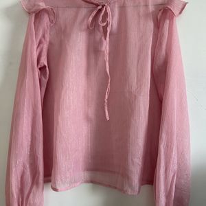 Light Pink Top With Glittery Wire Shaped Lines