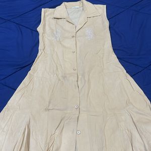 Beige Summer Dress With Buttons