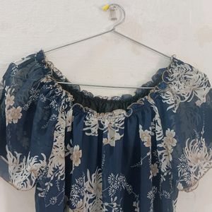 Blue Party Wear Top For Women