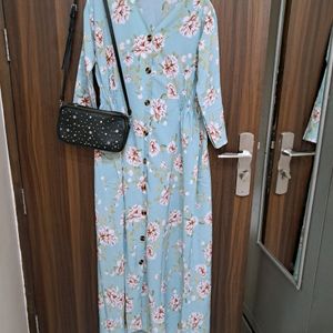 Maxi Dress With Turtle Shell Buttons
