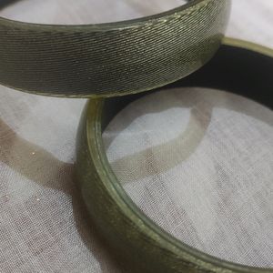 Silver Grey Glass & Seep Bangles | Pair Of 2