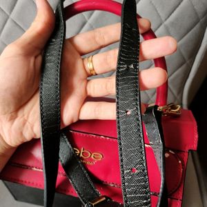 Authentic Bebe Colour-blocked Red & Black Slingbag