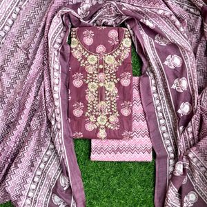 Embroided Pure Cotton Unstitched Suit Set New