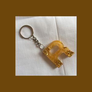 R Letter Luxury Resin Keychain