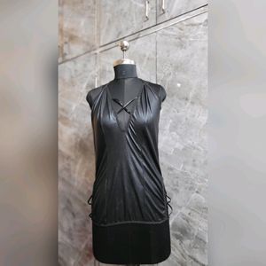 Black Glossy Halter Neck