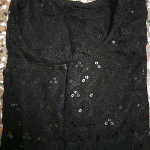 Chikankari Sequence Black Kurta 💕