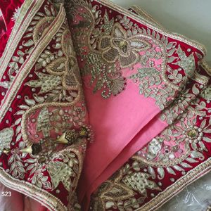 Pink Pure Georgette Extremely Heavy Saree