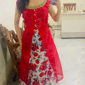 Navratri Red Floral Kurti 😍