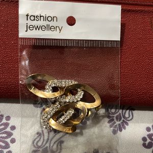 Ethnic Festive Wear Golden + Diamond Earrings