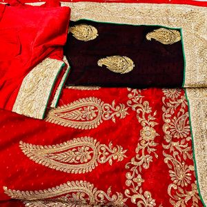 Bridal Red Colour Beautiful Saree