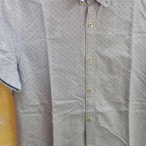 Zara Man Shirt Sky Blue Dotted Print