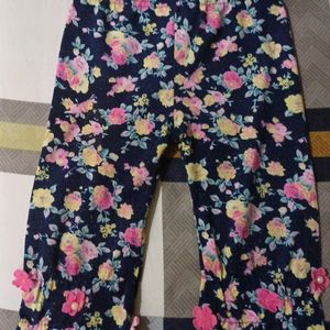 Floral Print Blue Girls' Lower