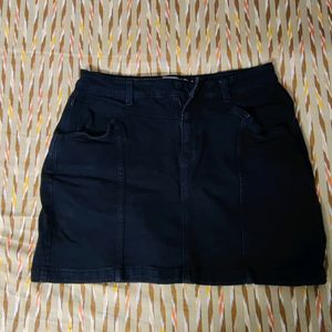 Black Denim Mini Skirt