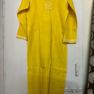 Chikankari Yellow Kurti