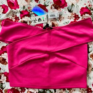 Pink Bandage Bardot Crop