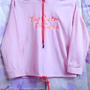 Woman Pink Printed Hooded Neck