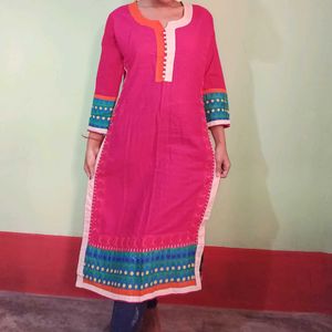 Pink In Little More Colour Kurti ⁠✿⁠