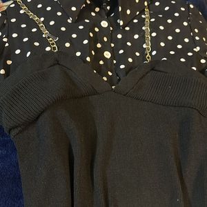 black Polka Dot Korean Top