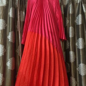 pleated maxi dress