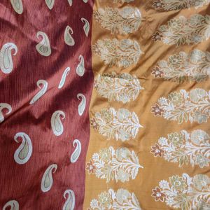 Brown Semi Raw Silk Saree 5.6m