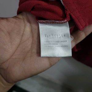 Van Heusen Maroon Cotton Regular Fit Polo T-Shirt