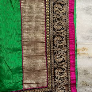 Embellished Jute Green Saree