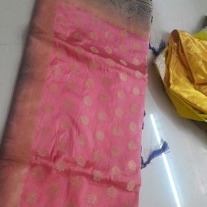 Pink And Navvy Blue Saree