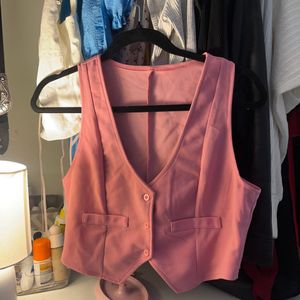 pink vest coat