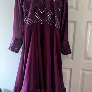 Mirror Embroidered Kurti With Worked Shawl