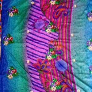 New Multicolored Saree With Blouse Pc