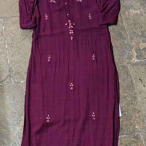 Purple Embroidered Kurti