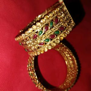 One Gram Gold Plated Kundan Design Kangan