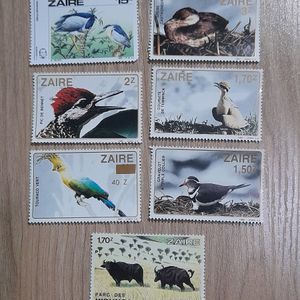 Set Of 7 Zaire Stamps