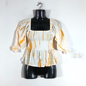 White&Yellow Printed Top(Women’s)