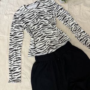 Vintage Zebra Printed Full Sleeve Top