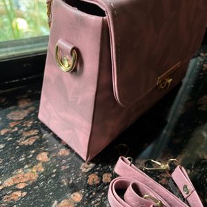 Mauve pink box sling bag