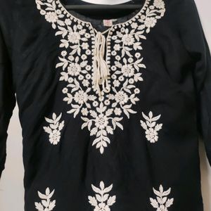 Black Chicken Kari Work Short Kurti