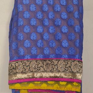 Festive Wear Saree Navy Blue (No Blouse)