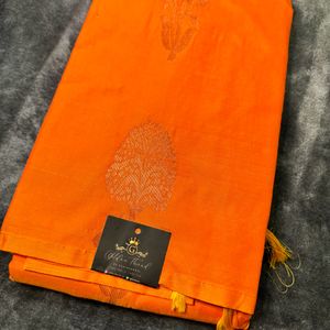 New Golden Orange Semi Silk Saree