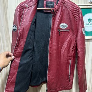 Biker PU Leather Maroon Jacket