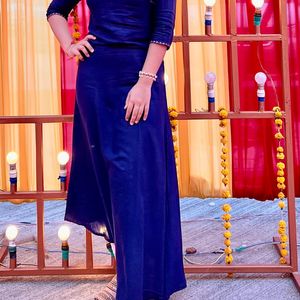 NAVY BLUE KURTI WITH GOLDEN DUPATTA