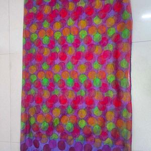 Multi Colour Net Saree With Beautiful Lace !