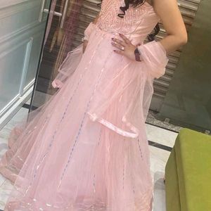 Full Flare Princess Look Baby Pink Gown