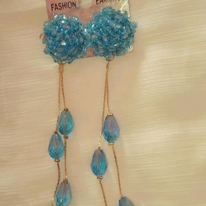 SKY BLUE LONG STYLISH EARRINGS SO BEUTIFUL