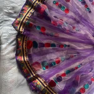 Lavender Net  Lehenga With Embroidery