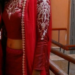 Flash Sale!! Maroon Lehenga With Blouse & Dupatta