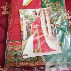 Red Saree With Designer Blouse 😘