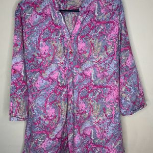 XL Christina Pink Printed 3/4 Sleeves Kurti