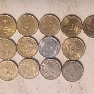 5 Rupee Indian Coins Collectables 14 Pieces